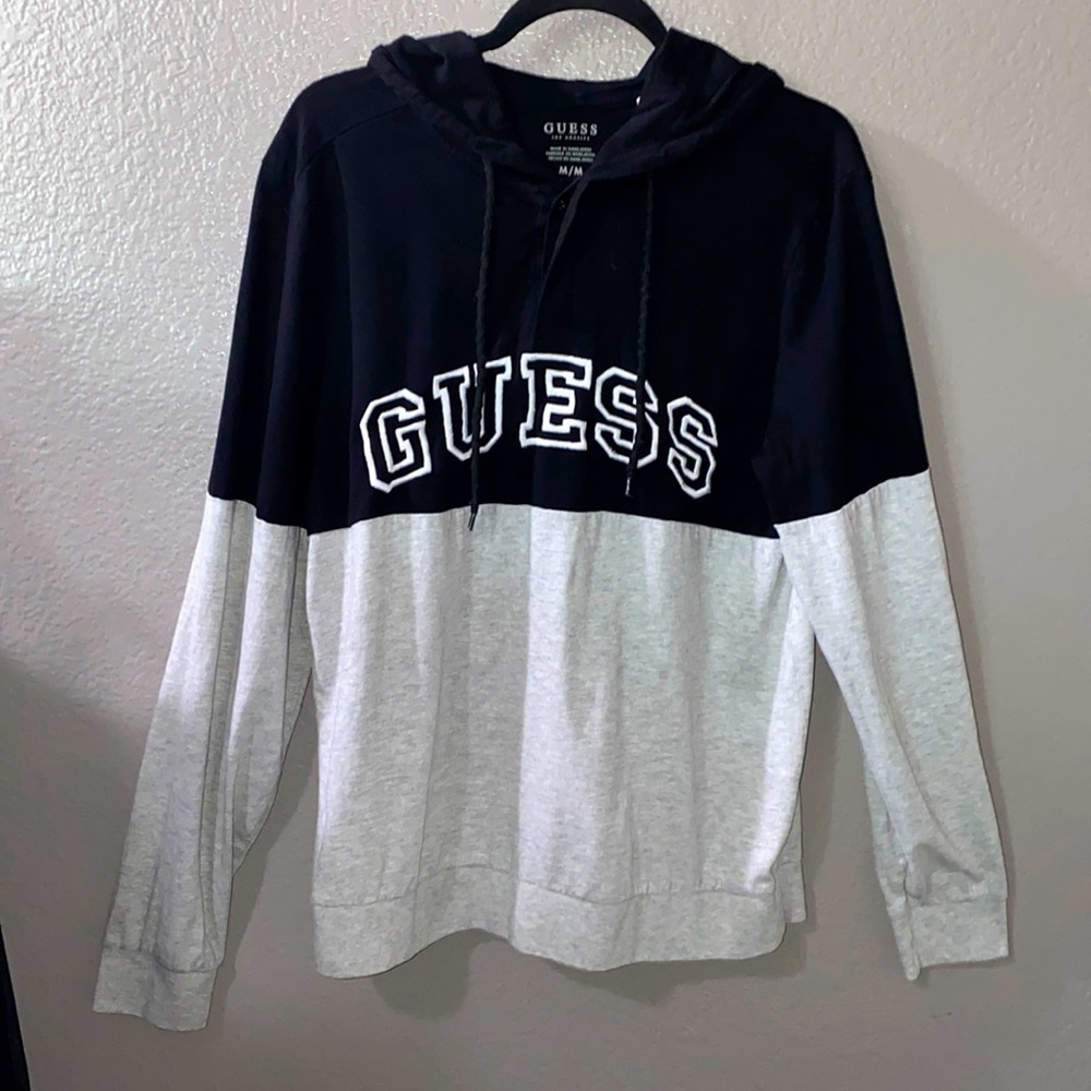 Guess Men's Lightweight Cotton Jersey Logo Hoodie Size Medium